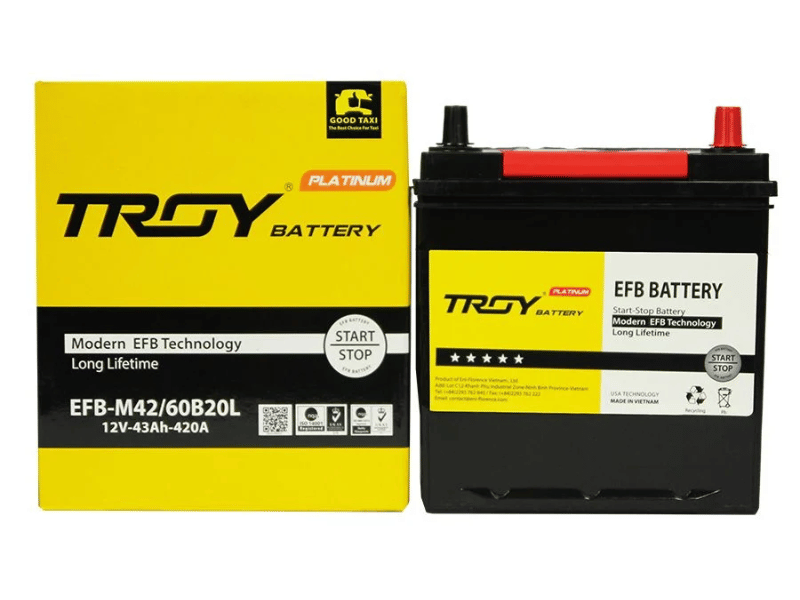 Ắc quy Troy EFB M42/60B20L (12V, 43Ah)