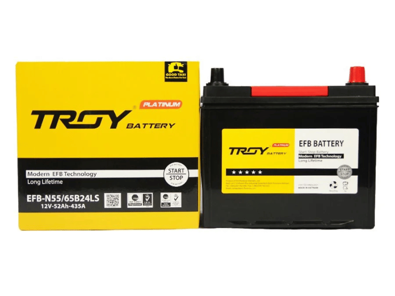 Ắc quy Troy EFB N55/65B24LS (12V, 52Ah)